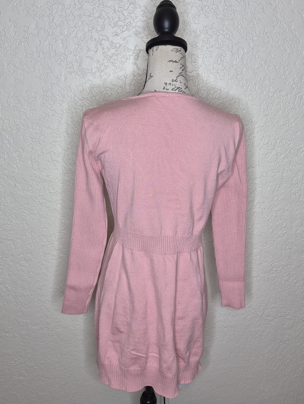 Embroidered Detail Sweater Dress Feminine Coquette Light Pink Size M - Picture 3 of 4